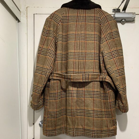 THE DOWNTOWNER VINTAGE FAUX FUR WOOL BLEND PLAID COATS SIZE 42/L - Picture 4 of 13